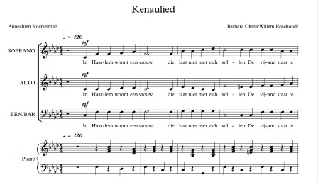 Kenaulied Partituur © Koerselman, Bokma, Rosehoudt