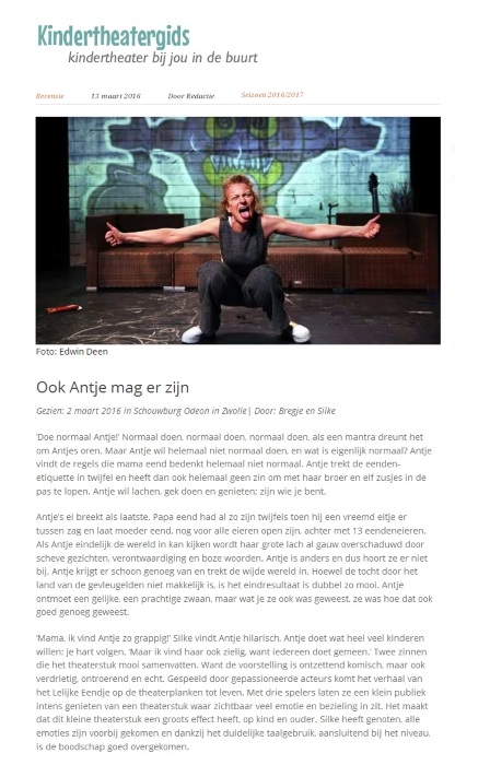 Kindertheatergids Recensie Lelijk1dje